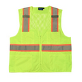 S149 Hi-Viz Lime Tricot & Mesh Surveyor's Vest w/ Zipper (Medium)